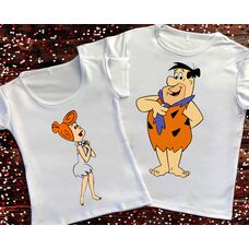 Парні футболки з принтом - Флінстоуни