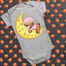 Детский бодик с принтом - Спящий мишка на луне