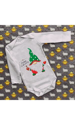 Дитячий боді з принтом - Зелений гном Merry Christmas
