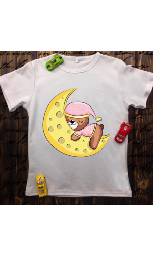 Дитяча футболка з принтом - Ведмедик спить на місяці 