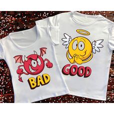 Парные футболки с принтом - Bad / Good