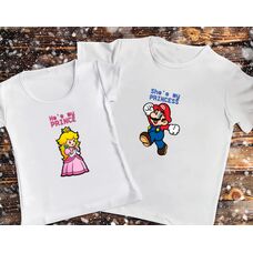 Парні футболки з принтом - Маріо та Принцеса