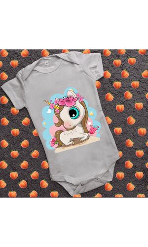 Дитячий боді з принтом - Малюк Єдиноріг 