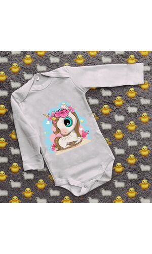 Дитячий боді з принтом - Малюк Єдиноріг 