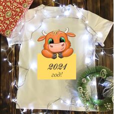 Детская футболка  с принтом -2021 год - Маленький бычок