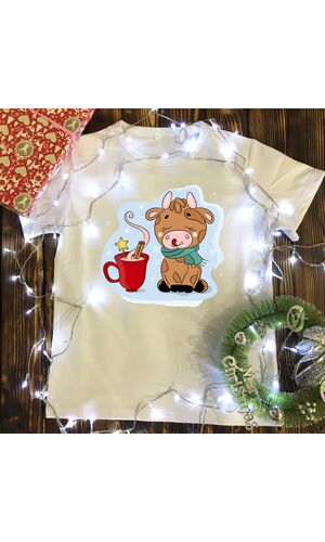 Дитяча футболка з принтом - Бичок в затишку