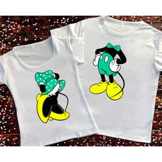 Парні футболки з принтом - Мінні та Міккі Маус