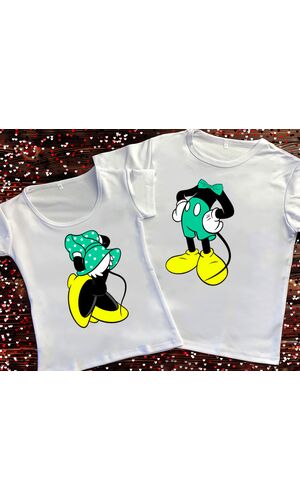 Парні футболки з принтом - Мінні та Міккі Маус