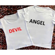 Парні футболки з принтом - Angel and Demon