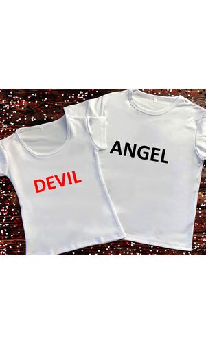 Парні футболки з принтом - Angel and Demon