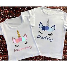 Парні футболки з принтом - Unicorn Daddy/Mommy