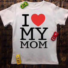 Детская футболка  с принтом -I love you mom