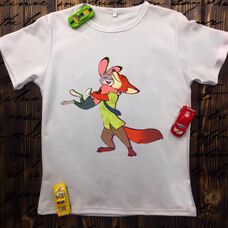 Детская футболка  с принтом - Зверополис Лис и Зайчиха