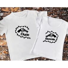 Парні футболки з принтом - Бонні і Клайд