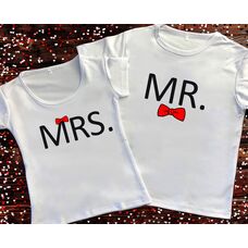 Парные футболки с принтом - Mrs/Mr