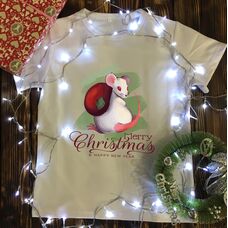 Чоловіча футболка з принтом - Щур - Merry Christmas