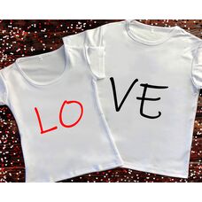Парные футболки с принтом - Love