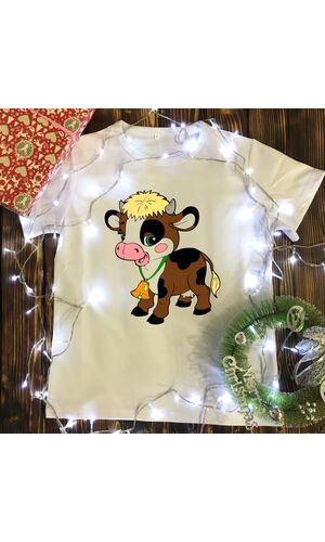 Дитяча футболка з принтом - Бичок з дзвіночками