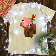 Детская футболка  с принтом -Minecraft - свинья