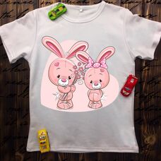 Детская футболка  с принтом - Два зайчика