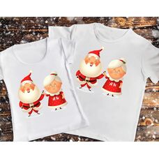 Парні футболки з принтом - Дід і Бабуся мороз -3