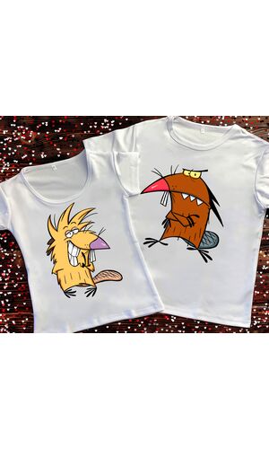 Парні футболки з принтом - Злюки бобри