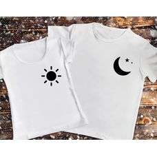 Парні футболки з принтом - День та ніч