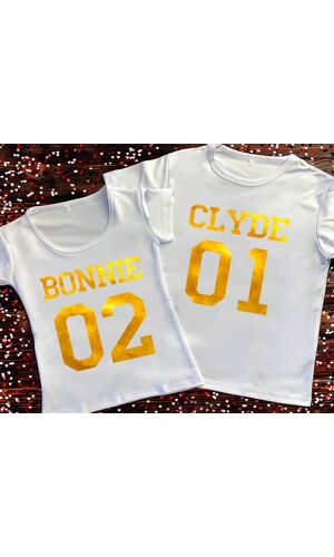 Парні футболки з принтом - Clyde 01/Bonnie 02