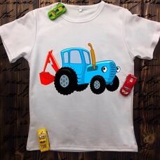 Детская футболка  с принтом -Синий трактор