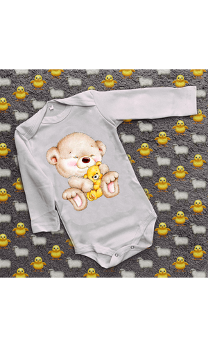 Дитячий боді з принтом - Великий і маленький ведмедик