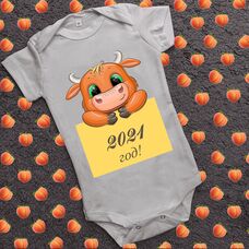 Детский бодик с принтом - 2021 год - Маленький бычок
