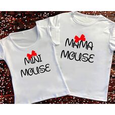 Парні футболки з принтом - Мама маус/Міні маус