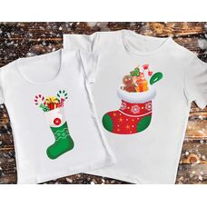 Парні футболки з принтом - Пара різдвяних носків
