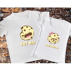 Парні футболки з принтом - Eat me.Omnomnom!