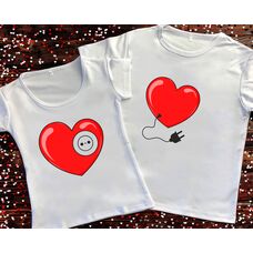 Парні футболки з принтом -Сердце з розеткою