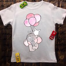 Детская футболка  с принтом - Слон с шариками