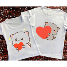Парні футболки з принтом - Mochi Cat