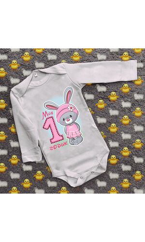 Дитячий боді з принтом - 1 рік (зайчик)