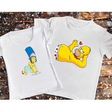 Парні футболки з принтом - Simpsons - сімейний  побут