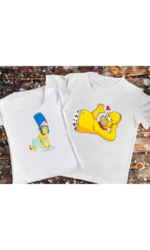 Парні футболки з принтом - Simpsons - сімейний  побут