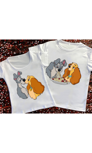 Парні футболки з принтом - Леді і Бродяга