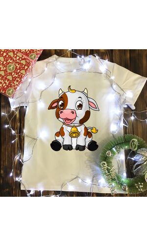 Дитяча футболка з принтом - Бичок в машині