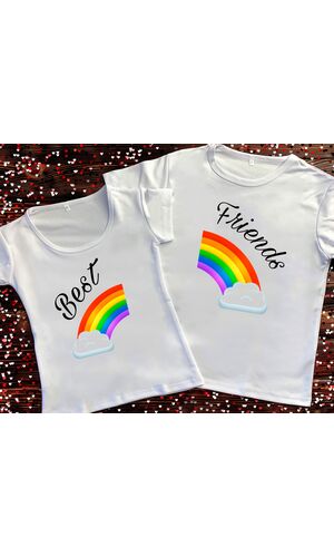 Парні футболки з принтом - Best Friends rainbow