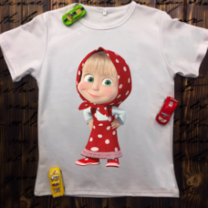 Детская футболка  с принтом -Маша в красном платье