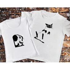 Парні футболки з принтом - Гравці коти