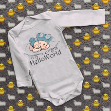 Детский бодик с принтом - Hello World