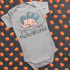 Детский бодик с принтом - Hello World